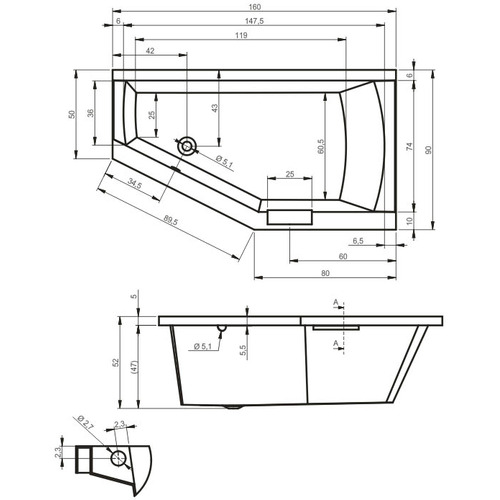 Акриловая ванна Riho Geta 160х90 L