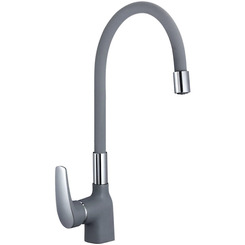 Смеситель для кухни Shevanik S443-9 с гибким изливом серый матовый-хром