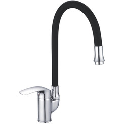 Смеситель для кухни Shevanik S5543-3 с гибким изливом хром-черный