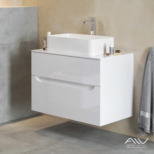 Тумба с раковиной Alavann Stella 80 белая, столешница МДФ