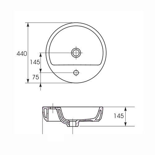Раковина Cersanit Caspia UM-CAS44/1-R круглая накладная