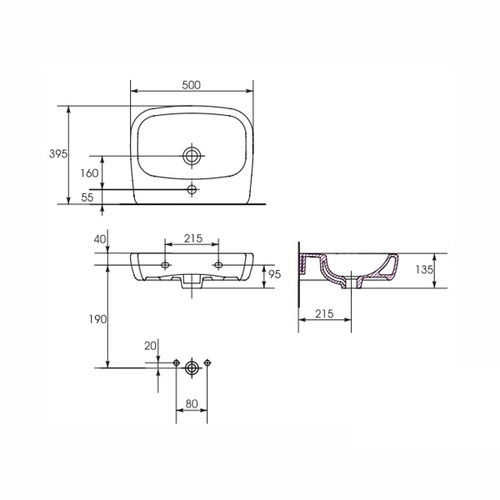 Раковина Cersanit Facile F50 UM-FA50/1 прямоугольная подвесная