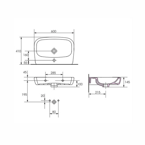 Раковина Cersanit Facile F60 UM-FA60/1 прямоугольная подвесная