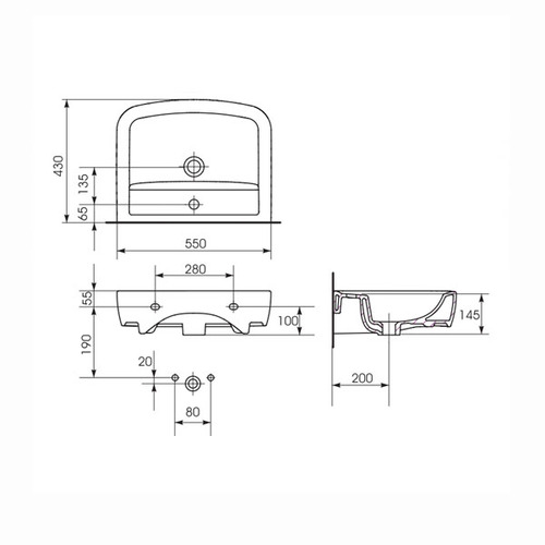 Раковина Cersanit Pure P55 UM-PUR55/1 прямоугольная подвесная