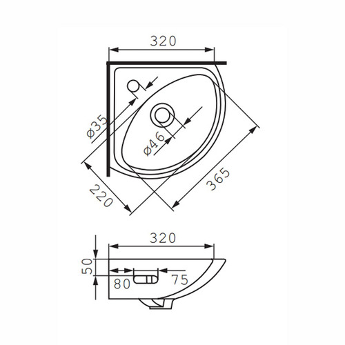 Раковина Cersanit Sigma 30 UM-SG/1 угловая подвесная