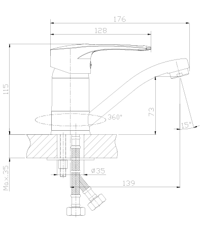 Смеситель Rossinka T40-22 для раковины (поворотный)