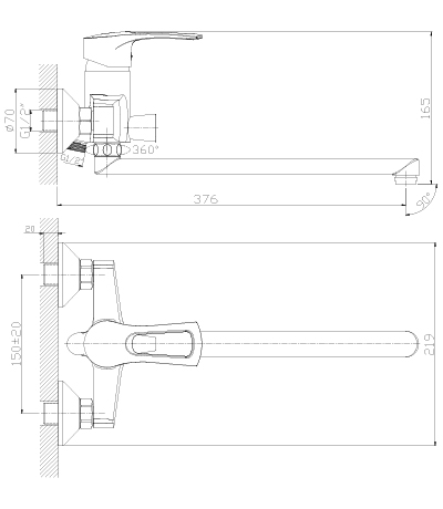 Смеситель Rossinka T40-32 для ванны