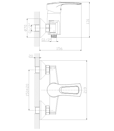 Смеситель Rossinka T40-41 для душа