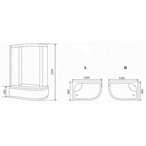 Душевая кабина Timo Eco TE-0720R структурное матовое стекло с гидромассажем