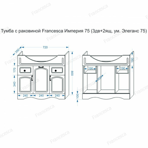 Тумба с раковиной Francesca Империя 75