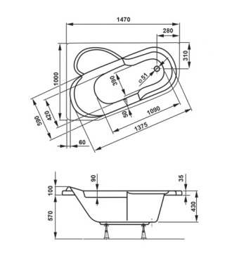 Акриловая ванна Vagnerplast Selena 147х100 left
