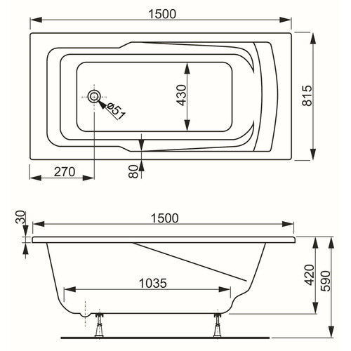 Акриловая ванна Vagnerplast Ultra 150х80
