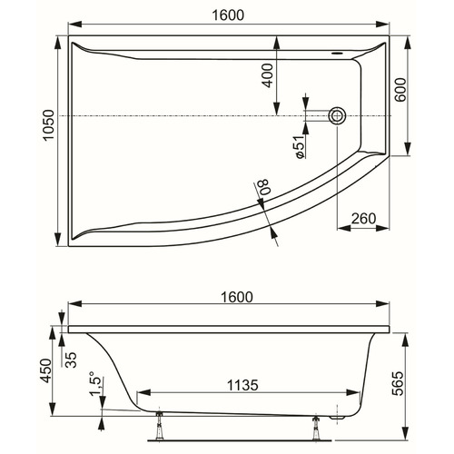 Акриловая ванна Vagnerplast Veronella Offset 160х105 Right