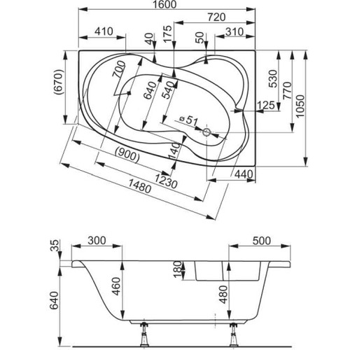 Акриловая ванна Vagnerplast Melite 160х105 left