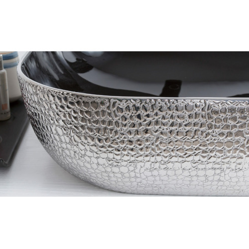 Раковина CeramaLux Luxline D1303H020 чёрная с серебром