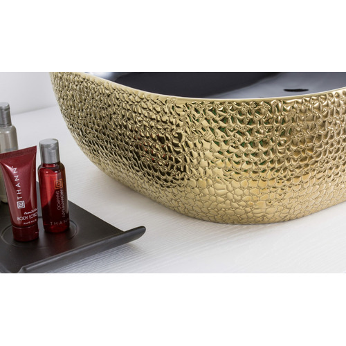 Раковина CeramaLux Luxline D1333H022 чёрная с золотом